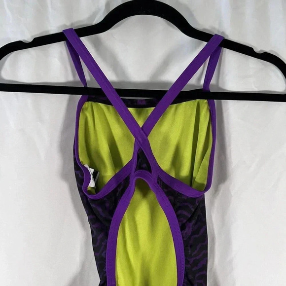 Speedo Swimsuit Women's 30 Purple Animal Print Pro LT Polyester 1 Piece - Picture 6 of 8